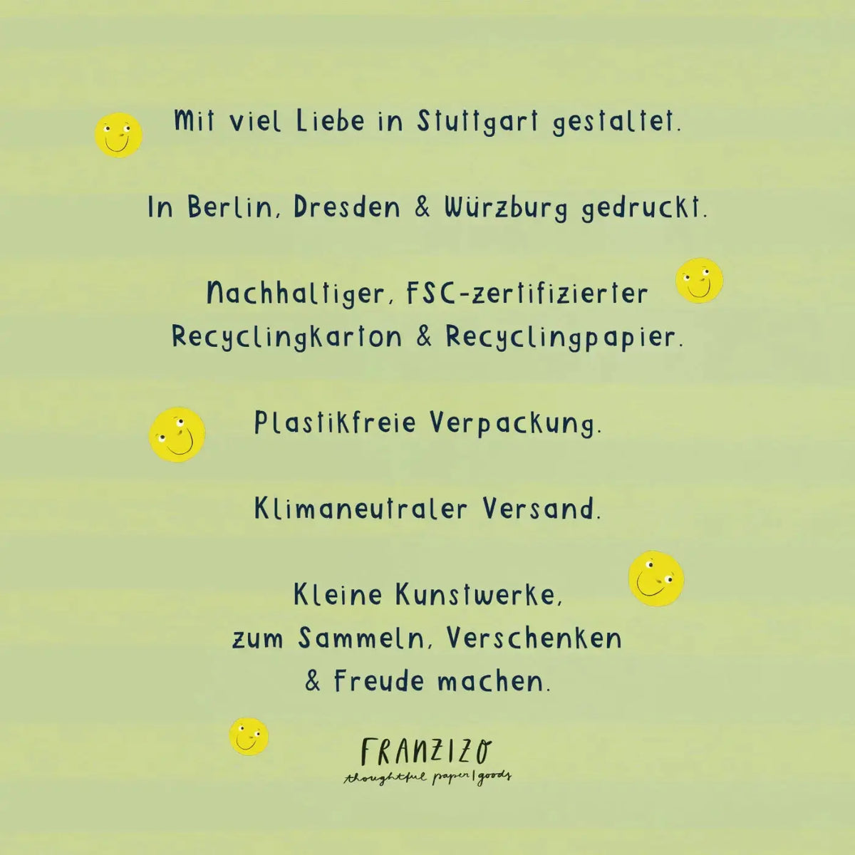 Nachhaltige Postkarte franzizo – FSC-zertifiziert Recyclingkarton plastikfreie Verpackung klimaneutraler Versand