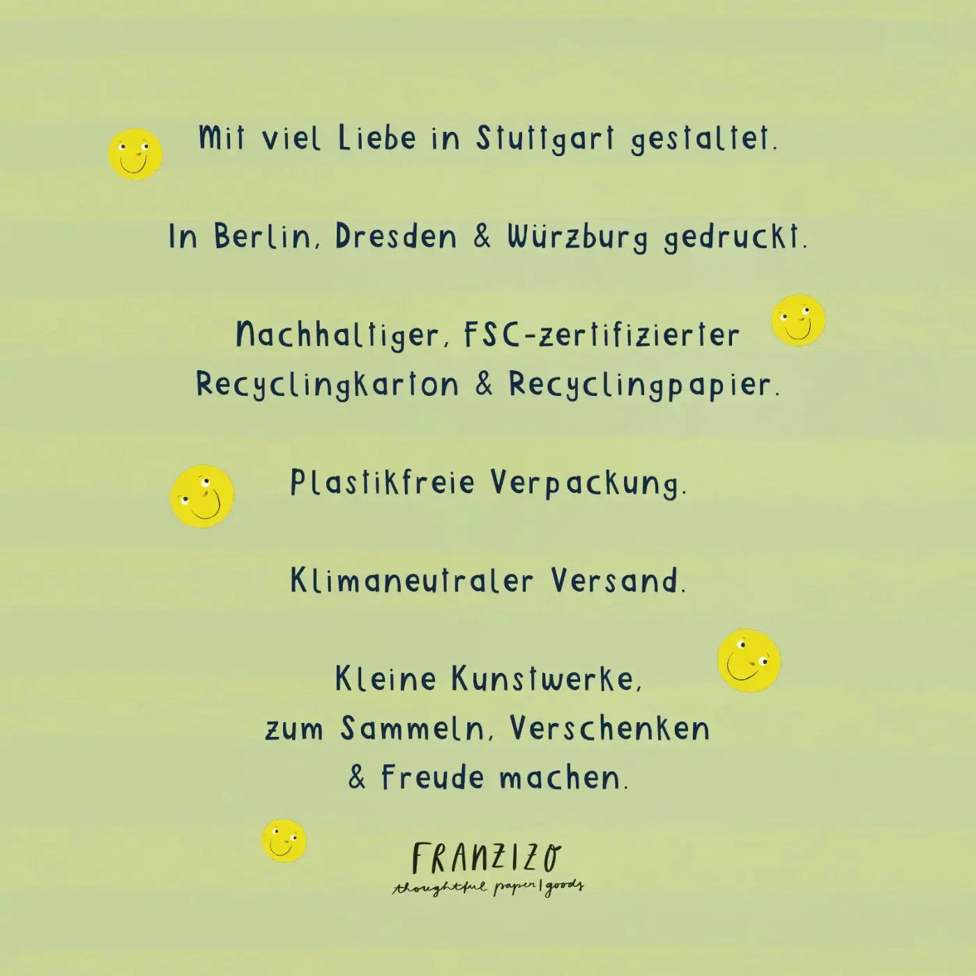 Nachhaltige Postkarte franzizo – FSC-zertifiziert Recyclingkarton plastikfreie Verpackung klimaneutraler Versand