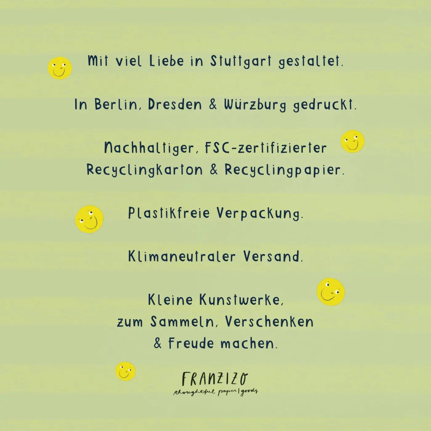 Nachhaltige Postkarte franzizo – FSC-zertifiziert Recyclingkarton plastikfreie Verpackung klimaneutraler Versand