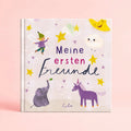 Freundebuch Meine ersten Freunde mit Einhorn, Elefant, Fee und Sternen auf lilafarbenem Cover