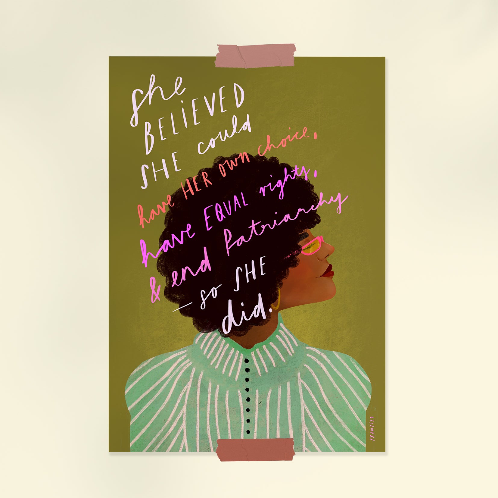 Print A4 "she believed"