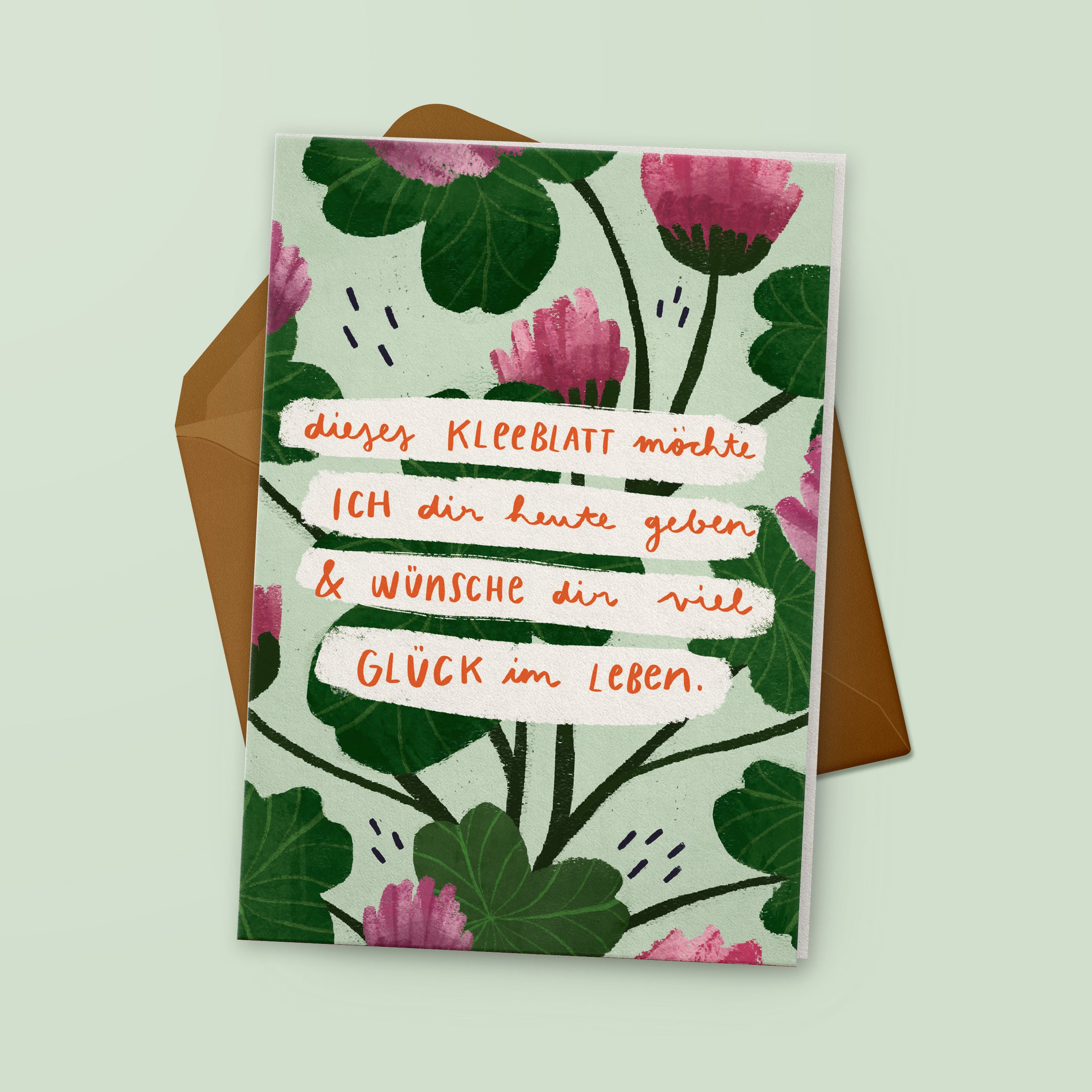 Folding card »Kleeblattglück« with envelope